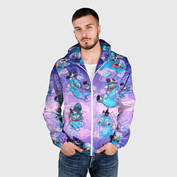 Ветровка с капюшоном мужская Тигр с сорокой, цвет: 3D-белый — фото 2