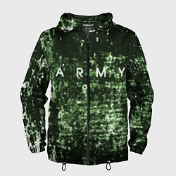 Ветровка с капюшоном мужская Армия на защитном цвете, цвет: 3D-черный