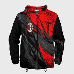 Ветровка с капюшоном мужская Фк Милан - черный и красный, цвет: 3D-черный