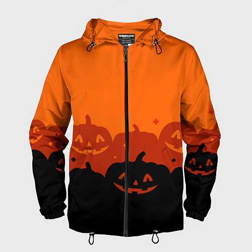 Мужская ветровка Хэллоуин счастливые тыквы / 3D-Черный – фото 1