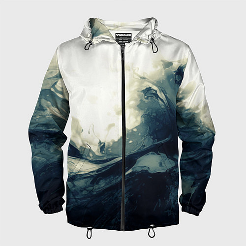 Мужская ветровка Чёрно-синие абстрактные краски / 3D-Черный – фото 1