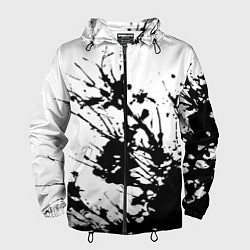 Мужская ветровка Чёрная взрывная краска на белом