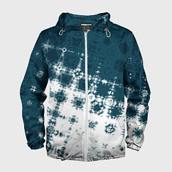 Ветровка с капюшоном мужская Узорчатая текстура сине-белая, цвет: 3D-белый