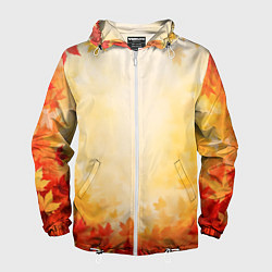 Ветровка с капюшоном мужская Жёлто-красный осенний, цвет: 3D-белый