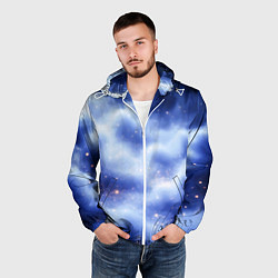 Ветровка с капюшоном мужская Сине-голубая волшебная дымка, цвет: 3D-белый — фото 2