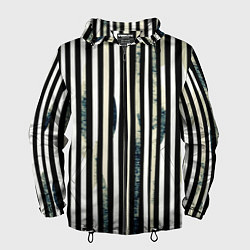 Ветровка с капюшоном мужская Абстрактные полосы чёрно-белый, цвет: 3D-черный