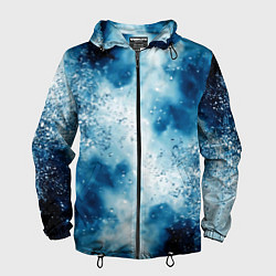 Ветровка с капюшоном мужская Тёмно-синяя дымка с серебристой крошкой, цвет: 3D-черный