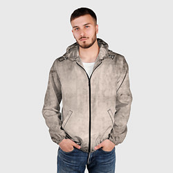 Ветровка с капюшоном мужская Текстура мокрый бетон бежевый, цвет: 3D-черный — фото 2