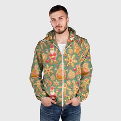 Ветровка с капюшоном мужская Имбирные пряники, цвет: 3D-белый — фото 2