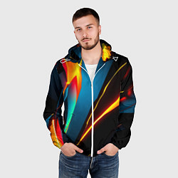 Ветровка с капюшоном мужская Multicoloured neon, цвет: 3D-белый — фото 2