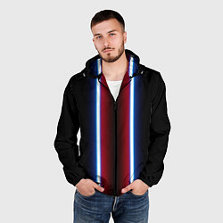 Ветровка с капюшоном мужская Color white blue red neon, цвет: 3D-черный — фото 2