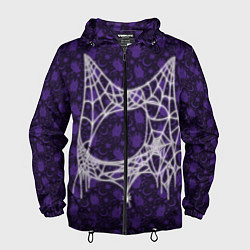 Ветровка с капюшоном мужская Хэллоуин - Паутина, цвет: 3D-черный