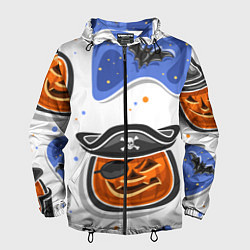 Ветровка с капюшоном мужская Радостный хэллоуин, цвет: 3D-черный