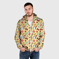 Ветровка с капюшоном мужская Новогодний паттерн, цвет: 3D-белый — фото 2