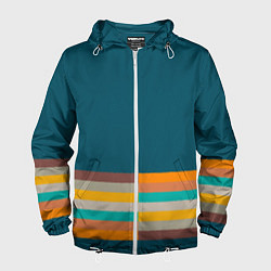 Ветровка с капюшоном мужская Индиго и шумовой градиент заката с текстурой, цвет: 3D-белый