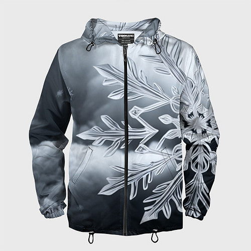 Мужская ветровка Снежинка на черно белое / 3D-Черный – фото 1