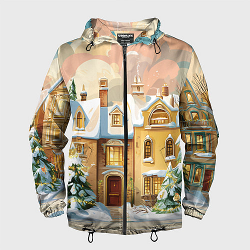 Мужская ветровка Новогодний город / 3D-Черный – фото 1