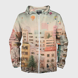 Мужская ветровка Объемный новогодний город