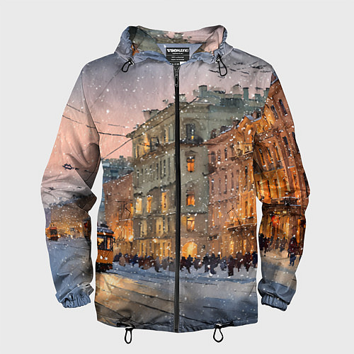 Мужская ветровка Зимний Санкт-Петербург / 3D-Черный – фото 1