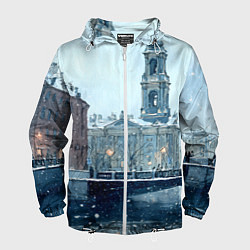 Ветровка с капюшоном мужская Зимний Питер, цвет: 3D-белый