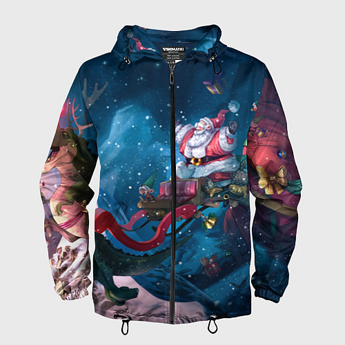 Мужская ветровка Санта с динозавром / 3D-Черный – фото 1
