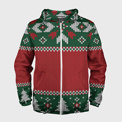 Мужская ветровка Новогодний узор вязаный