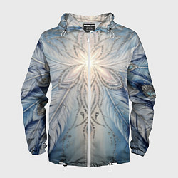 Ветровка с капюшоном мужская Ледяной перьевой орнамент со светом, цвет: 3D-белый