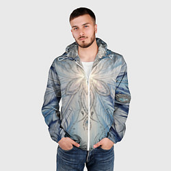 Ветровка с капюшоном мужская Ледяной перьевой орнамент со светом, цвет: 3D-белый — фото 2