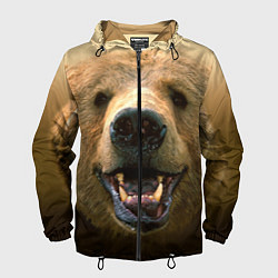 Ветровка с капюшоном мужская Взгляд медведя, цвет: 3D-черный