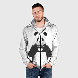 Ветровка с капюшоном мужская Panda Love, цвет: 3D-черный — фото 2