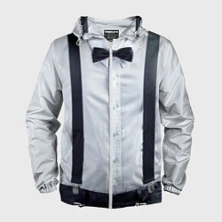 Ветровка с капюшоном мужская Рубашка с подтяжками, цвет: 3D-белый