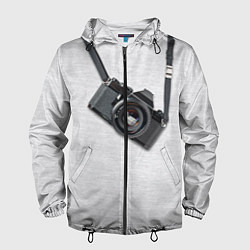 Ветровка с капюшоном мужская Фотоаппарат на груди, цвет: 3D-черный
