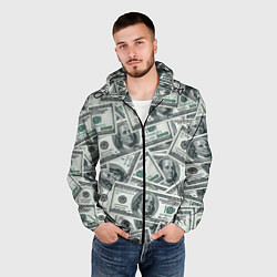Ветровка с капюшоном мужская Банкноты, цвет: 3D-черный — фото 2
