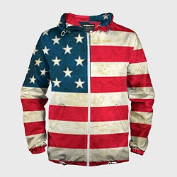 Ветровка с капюшоном мужская США, цвет: 3D-белый