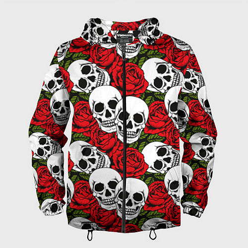 Мужская ветровка Черепа в розах / 3D-Черный – фото 1