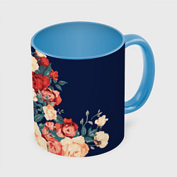Кружка 3D Fashion flowers, цвет: 3D-белый + небесно-голубой