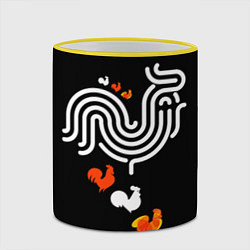 Кружка 3D Петух: символ 2017, цвет: 3D-желтый кант — фото 2