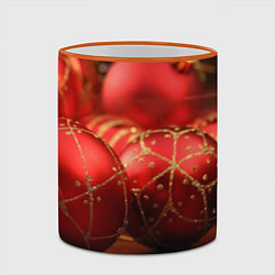 Кружка 3D Красные украшения, цвет: 3D-оранжевый кант — фото 2