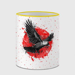 Кружка 3D Черный ворон, цвет: 3D-желтый кант — фото 2