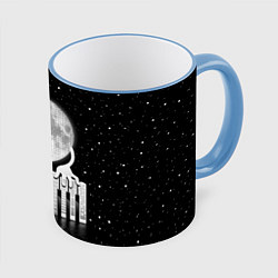 Кружка 3D Лунная мелодия, цвет: 3D-небесно-голубой кант