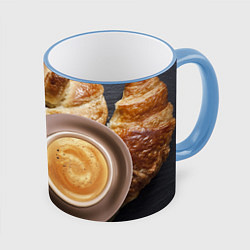 Кружка 3D Приятный завтрак, цвет: 3D-небесно-голубой кант