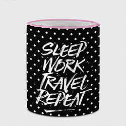 Кружка 3D Sleep Work Travel Repeat, цвет: 3D-розовый кант — фото 2