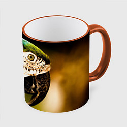 Кружка 3D Улыбка попугая, цвет: 3D-оранжевый кант