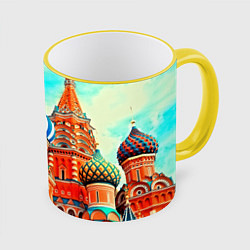 Кружка 3D Blue Kremlin, цвет: 3D-желтый кант