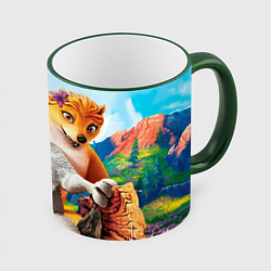 Кружка 3D Альфа и Омега 7, цвет: 3D-зеленый кант