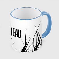 Кружка 3D Radiohead 5, цвет: 3D-небесно-голубой кант