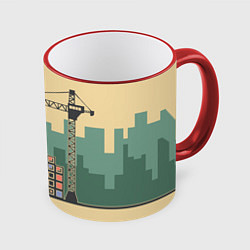 Кружка 3D Стройка, цвет: 3D-красный кант