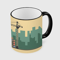 Кружка 3D Стройка, цвет: 3D-черный кант