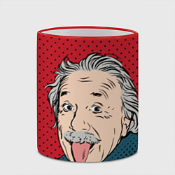 Кружка 3D Альберт Эйнштейн: Поп-арт, цвет: 3D-красный кант — фото 2