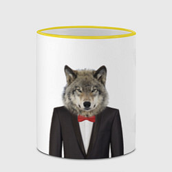 Кружка 3D Мистер волк, цвет: 3D-желтый кант — фото 2